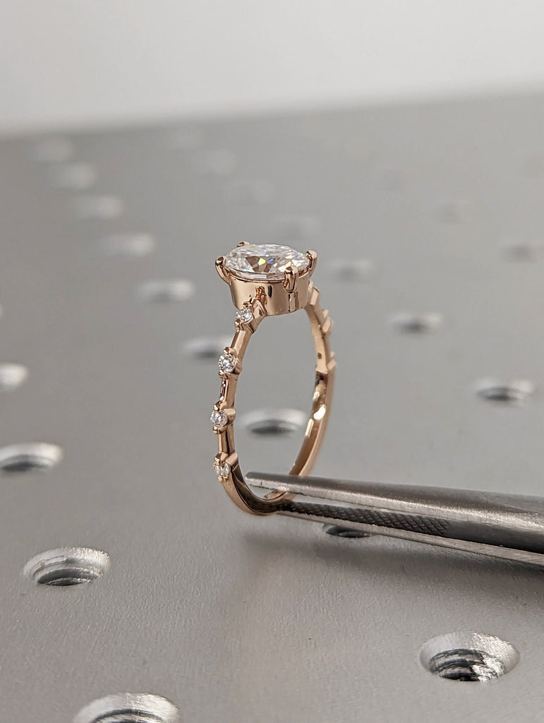 14K Solid Gold Ring/ 1CT Oval Moissanite Wedding Ring/Moissanite Engagement Ring/Anniversary Ring/Simple Promise Ring/Dainty White Gold Ring