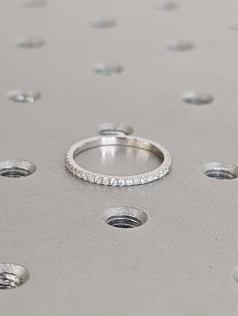 Diamond Eternity Ring / 14k Gold Half Eternity Diamond Ring / Half Around Diamond Wedding Band / Stackable Diamond Ring / Ring Guard / Match