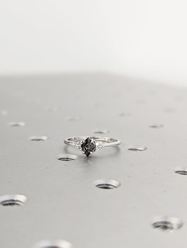 Salt and Pepper Diamond Ring | Engagement Ring | Kite Diamond Ring | Kite Ring | Kite Art Deco Ring | Natural Diamond Ring | Promise Ring