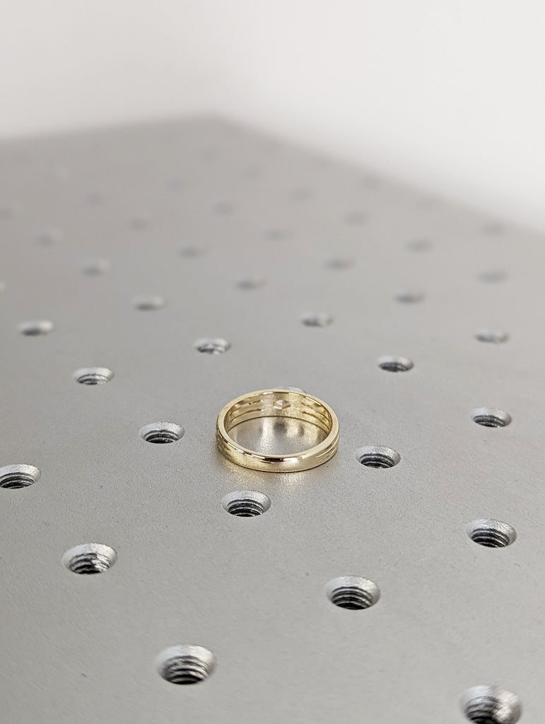 Hexagon Moissanite Diamond Wedding Ring, Unique Diamond Simulant Wedding Band, Triple Shank Wedding Engagement Ring, Minimalist Unique Ring