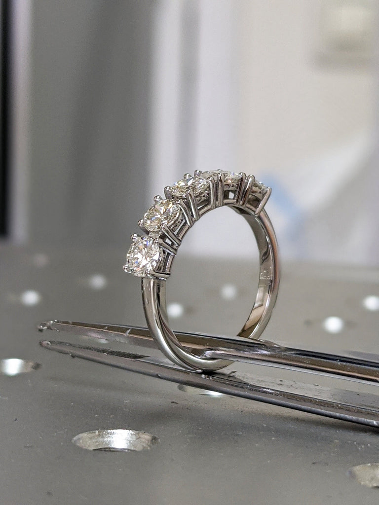 1 Carat 5 Stone Lab Diamond Anniversary Ring Band 14K White Gold, Anniversary Gift For Her, 5 year anniversary gift, half eternity band