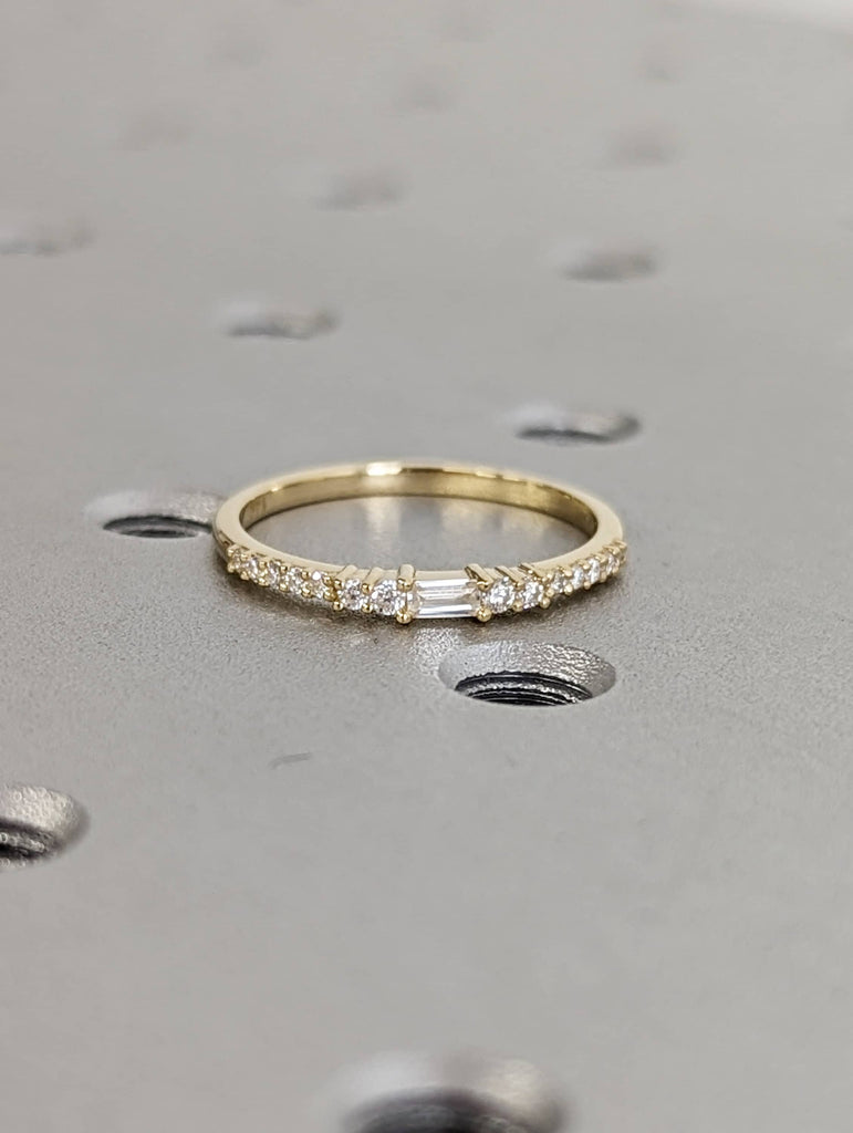 Stacking Ring / 14k Gold Diamond Wedding Band / Diamond Ring / Half Eternity / Stackable Ring / Gold Ring / Thin Gold Ring / Bridal Jewelry