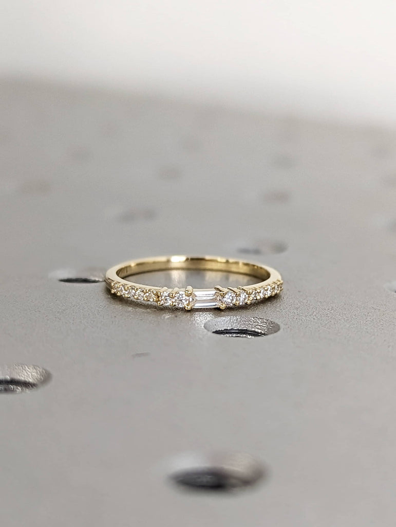 Stacking Ring / 14k Gold Diamond Wedding Band / Diamond Ring / Half Eternity / Stackable Ring / Gold Ring / Thin Gold Ring / Bridal Jewelry