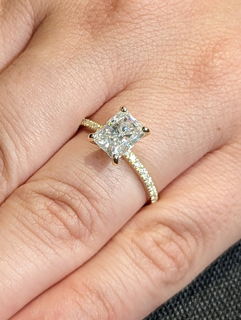 14K Solid Gold Engagement Ring /1.5CT Radiant Moissanite Wedding Ring/Moissanite Engagement Ring/Stack Ring/Promise ring/Yellow gold