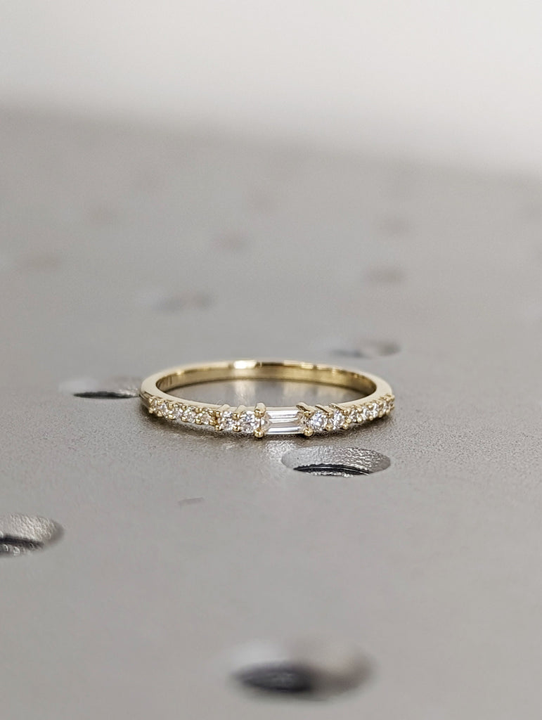 Stacking Ring / 14k Gold Diamond Wedding Band / Diamond Ring / Half Eternity / Stackable Ring / Gold Ring / Thin Gold Ring / Bridal Jewelry