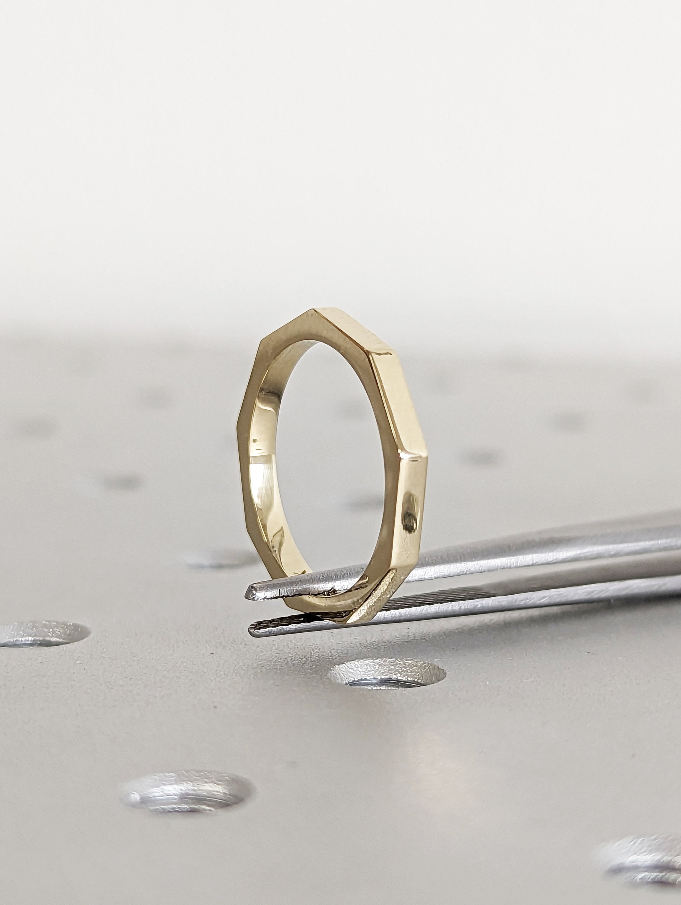 Octagonal Gold Rings Octagon Gold Ring / 14k Solid Gold Ring / Minimalist Geometric Design ...