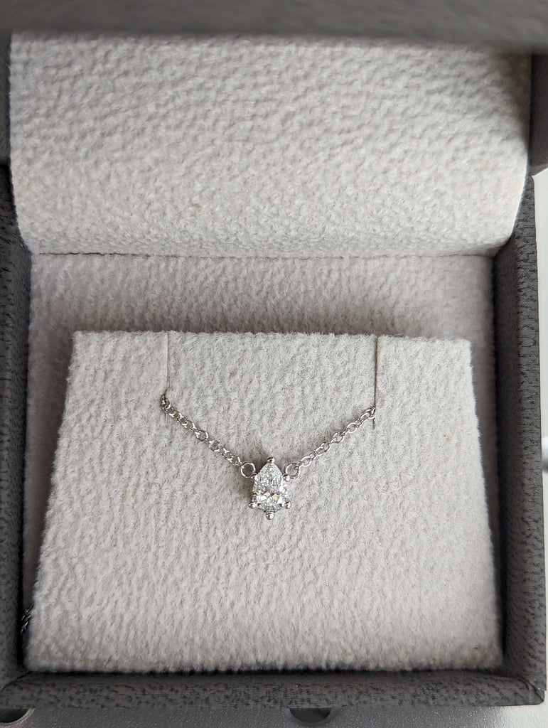 Moissanite Pendant Necklace, 0.5 CT Round Cut, 14K Solid White Gold Chain, Luxury Women Pendant, Wedding Necklace, Anniversary Gift for Her