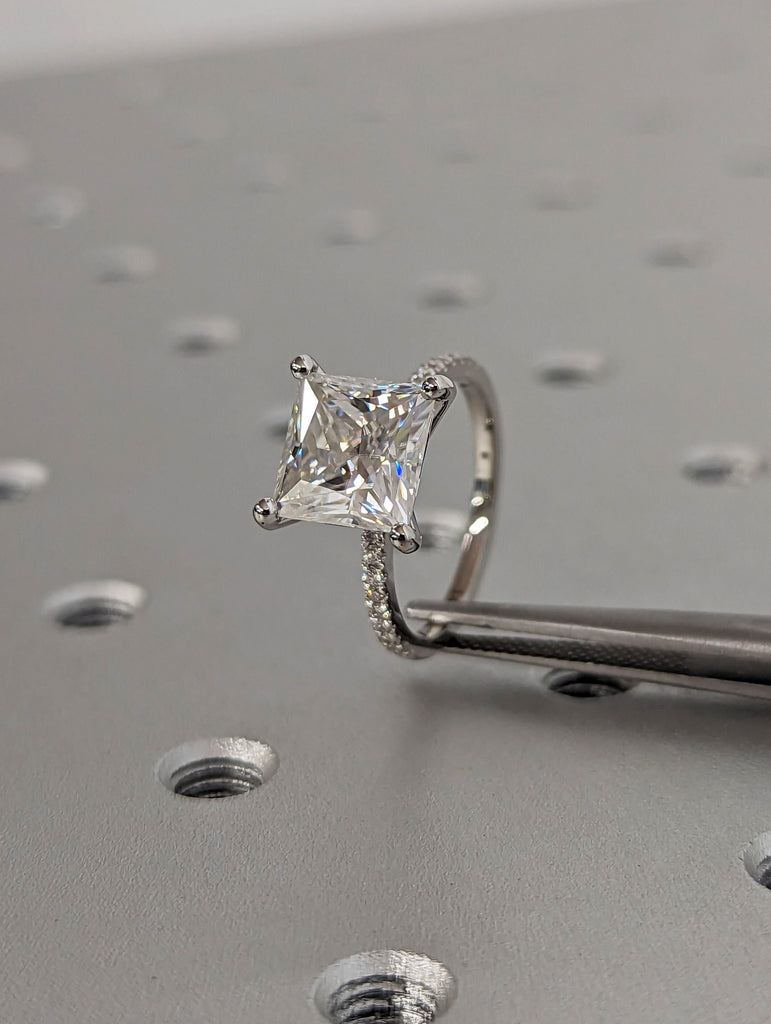 Unique Engagement Ring Princess Cut Moissanite Ring, Square Engagement Ring, Princess Square Engagement Ring, Princess Cut 3.0CT Moissanite