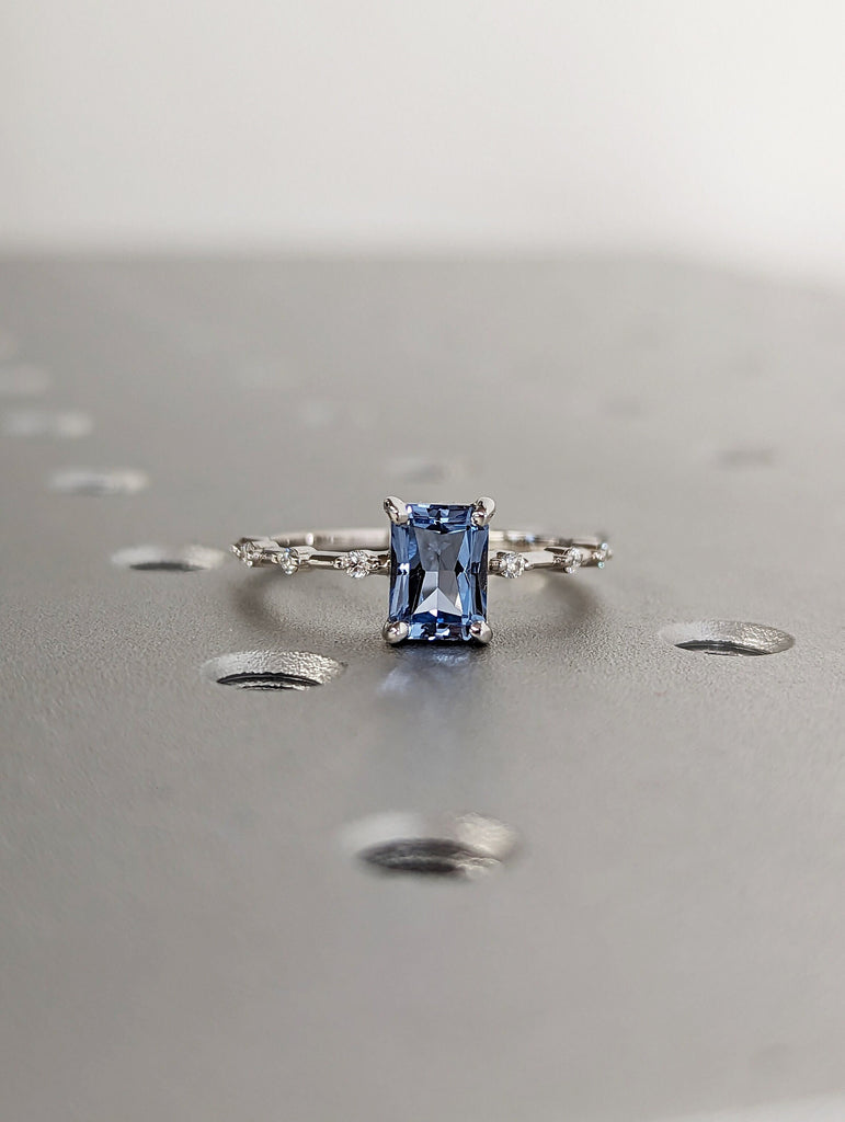 Unique Aquamarine Ring, Elegant Engagement Ring, Blue Promise Ring, 14k Gold, Radiant Cut Aquamarine Ring, Anniversary Birthday Gift For Her