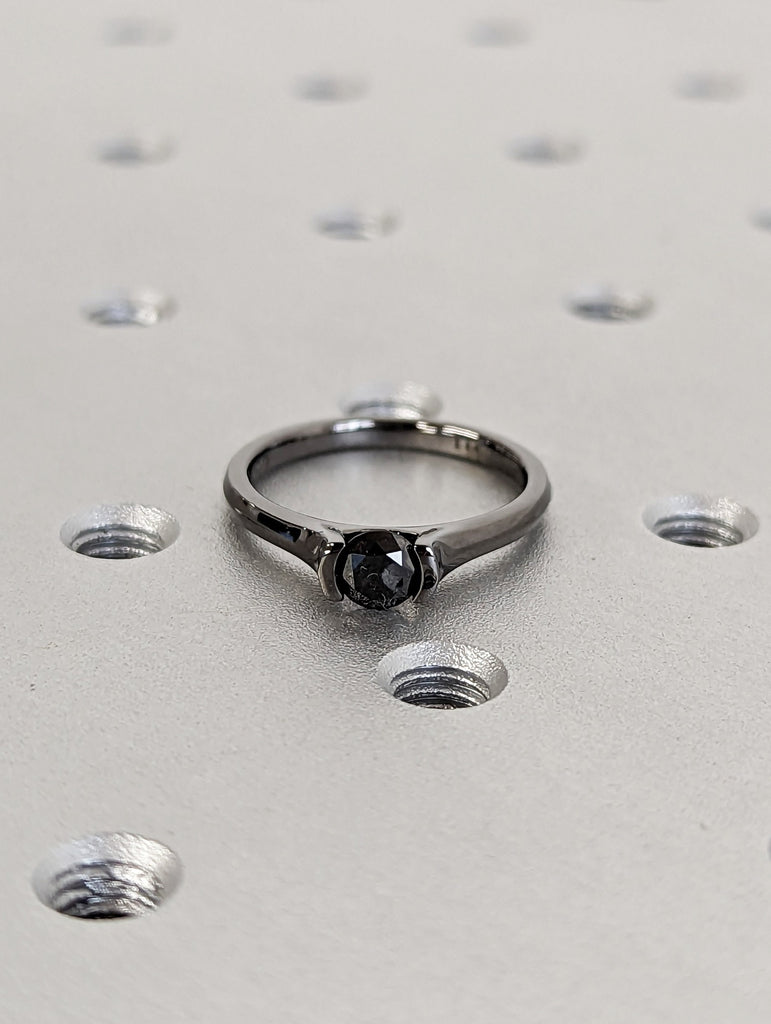 Black Diamond Solitaire Ring, Gold Wedding Ring, Anniversary Ring, Unique Diamond Ring, Engagement Band, Proposal Ring, Band, Unique Ring