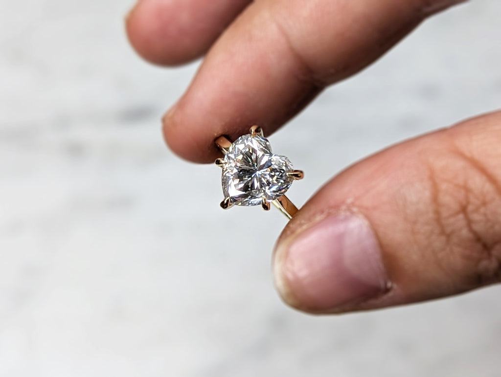 14K Solid Gold Engagement Ring /2.5CT Heart Moissanite Diamond Wedding Ring/Moissanite Engagement Ring/Stack Ring/Promise ring/Yellow gold