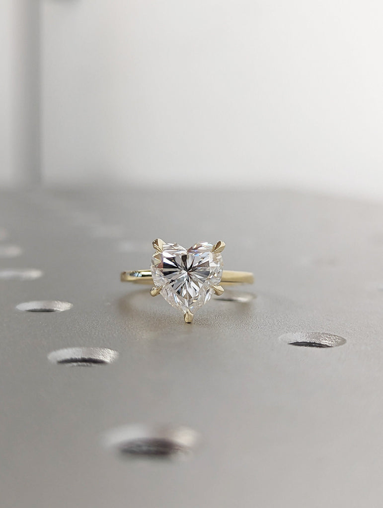 14K Solid Gold Engagement Ring /2.5CT Heart Moissanite Diamond Wedding Ring/Moissanite Engagement Ring/Stack Ring/Promise ring/Yellow gold