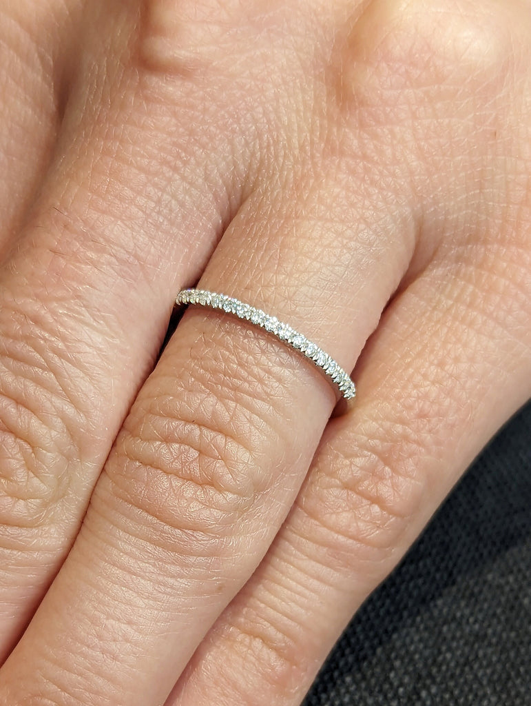 Diamond Eternity Ring / 14k Gold Half Eternity Diamond Ring / Half Around Diamond Wedding Band / Stackable Diamond Ring / Ring Guard / Match