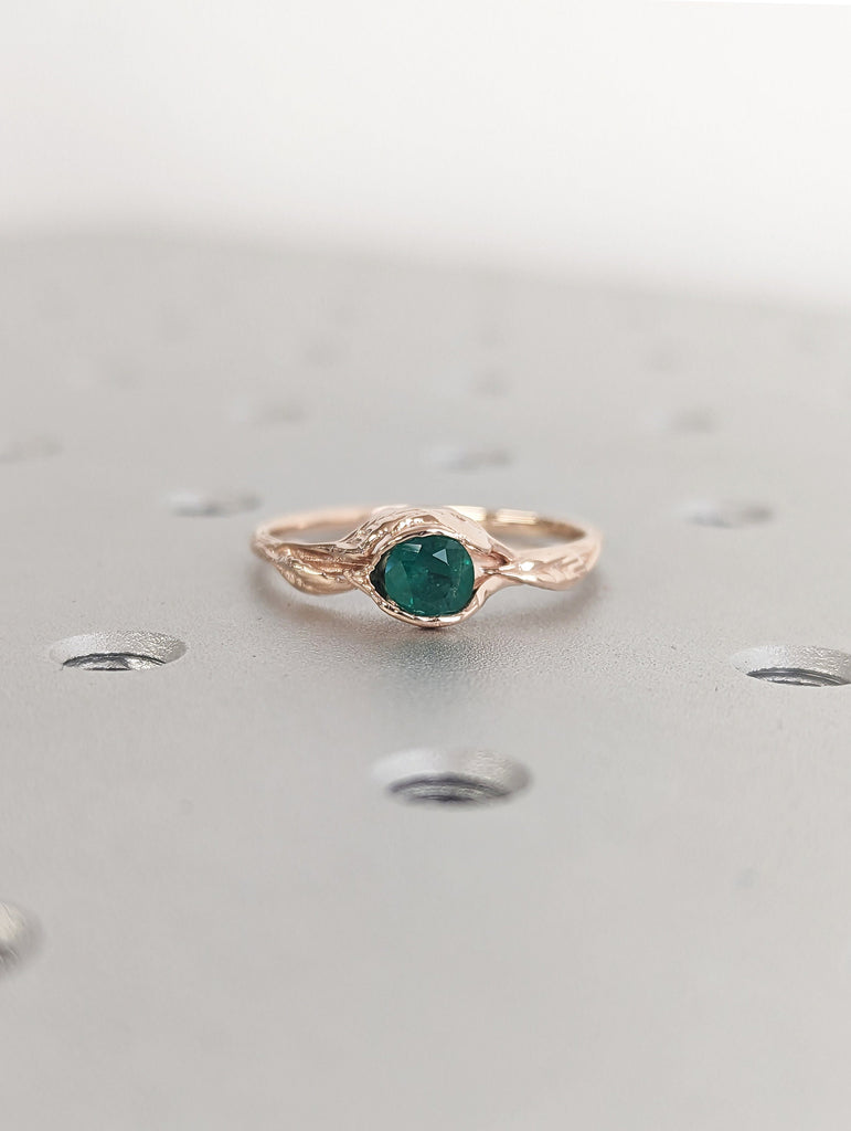 Lab Emerald Ring • Lotus Engagement Ring • Gift For Her • Unique Engagement Ring • Floral Ring • Ring For Her • Promise Ring • Vintage Ring