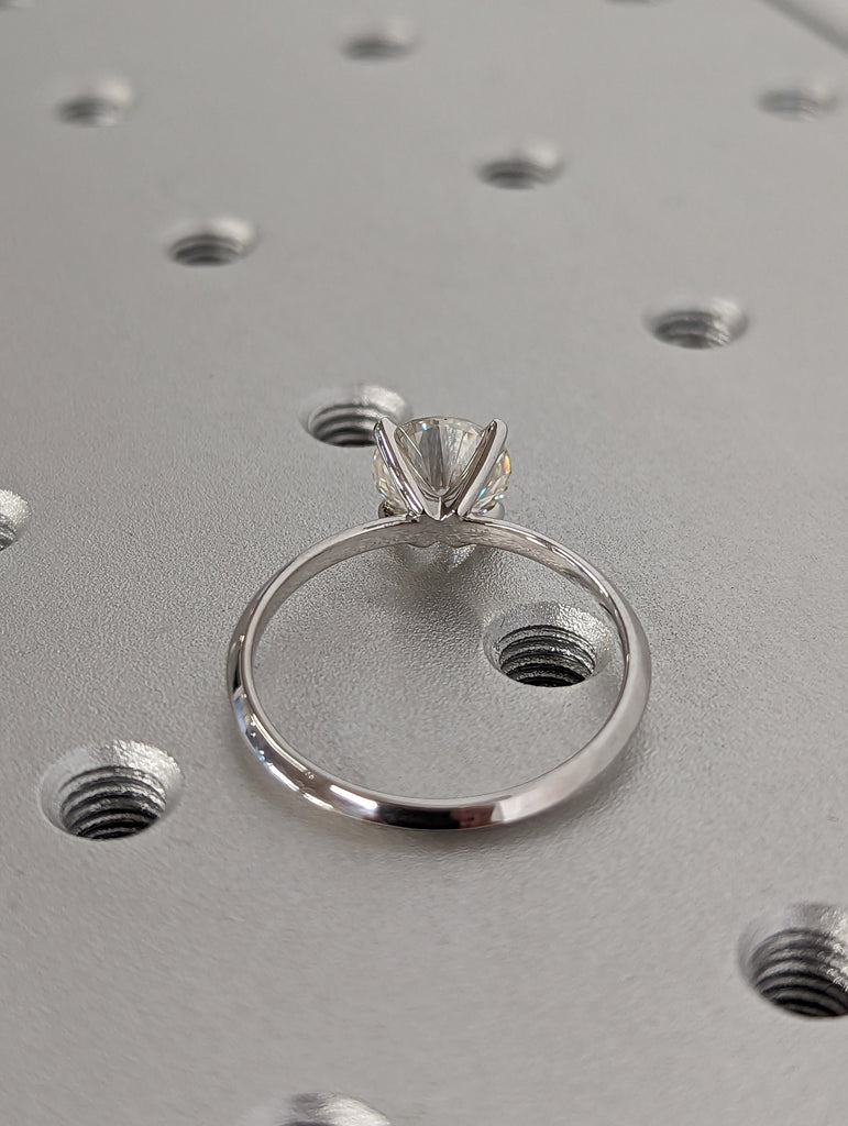 14K Solid Gold Rings/ 1CT Round Moissanite Engagement Ring/ Stacking Ring/ Promise Ring/ Moissanite Ring/ White Gold Ring For Women/ Vintage