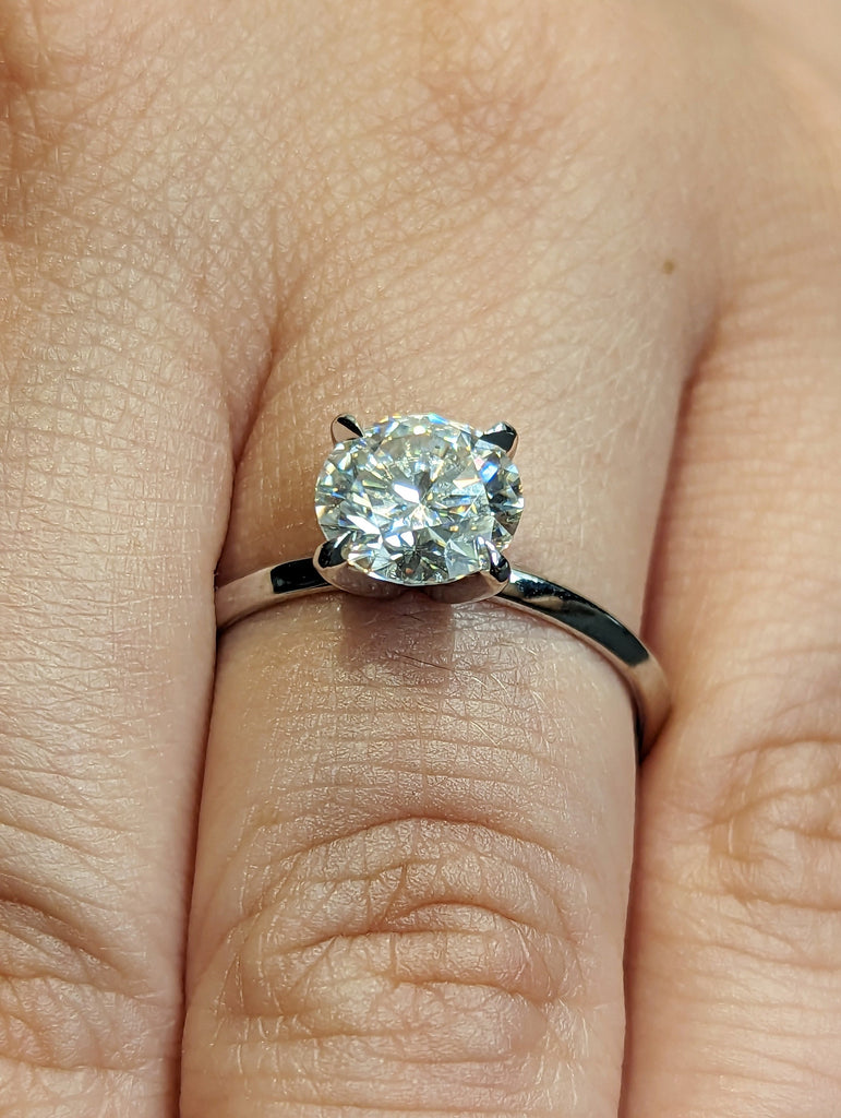 14K Solid Gold Rings/ 1CT Round Moissanite Engagement Ring/ Stacking Ring/ Promise Ring/ Moissanite Ring/ White Gold Ring For Women/ Vintage