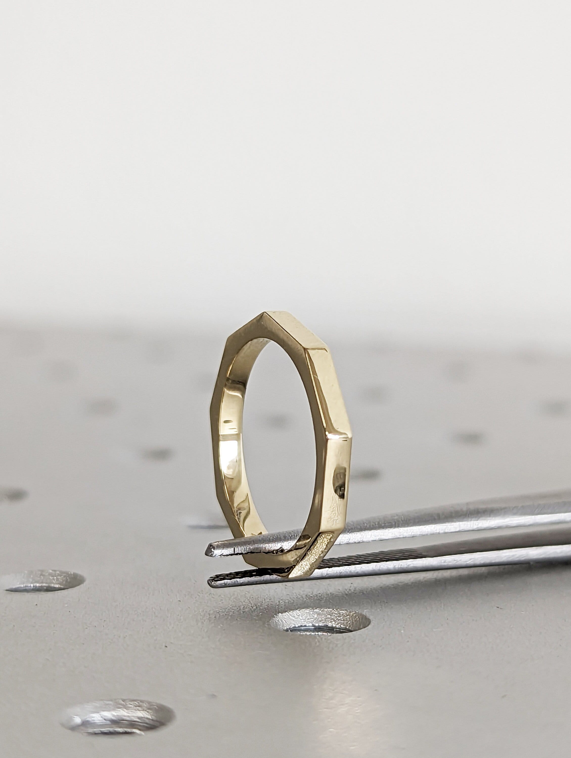 Octagonal Gold Rings Octagon Gold Ring / 14k Solid Gold Ring / Minimalist Geometric Design ...