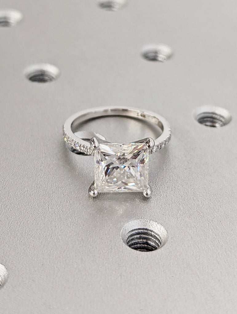 Unique Engagement Ring Princess Cut Moissanite Ring, Square Engagement Ring, Princess Square Engagement Ring, Princess Cut 3.0CT Moissanite