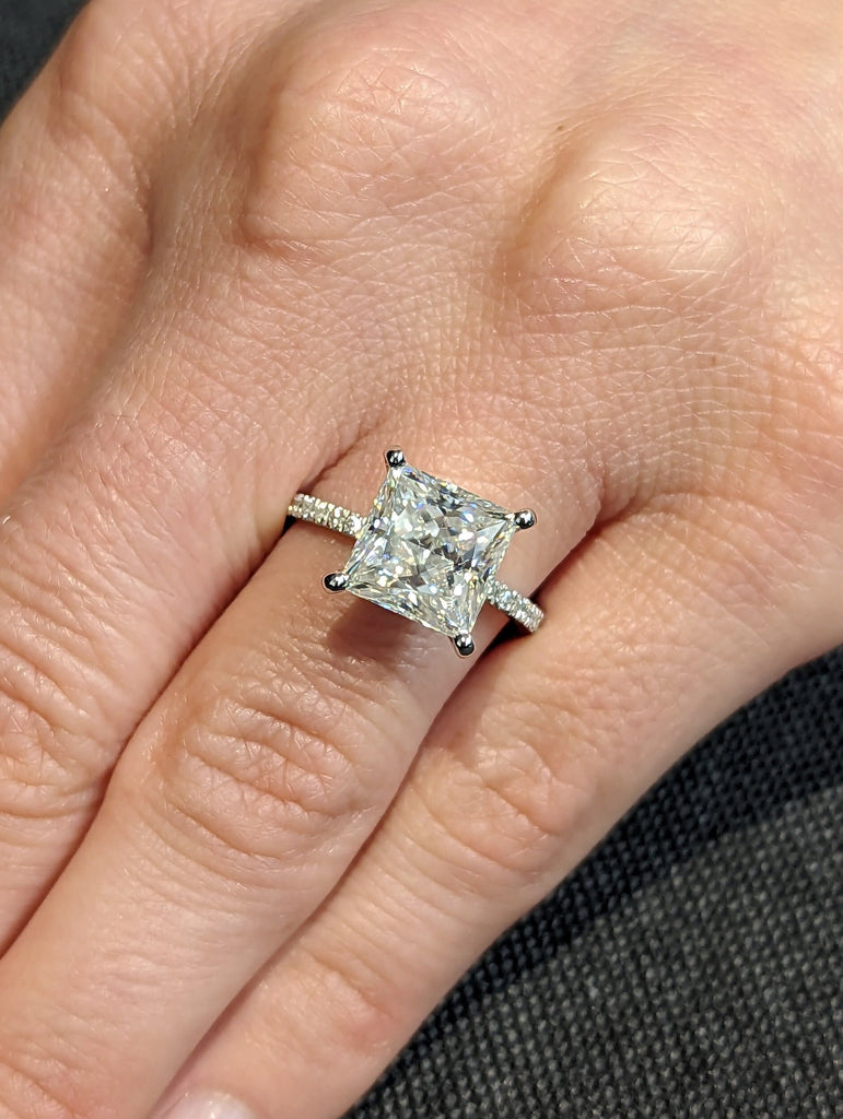 Unique Engagement Ring Princess Cut Moissanite Ring, Square Engagement Ring, Princess Square Engagement Ring, Princess Cut 3.0CT Moissanite