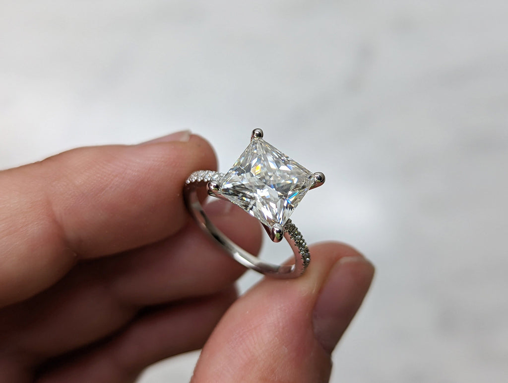 Unique Engagement Ring Princess Cut Moissanite Ring, Square Engagement Ring, Princess Square Engagement Ring, Princess Cut 3.0CT Moissanite