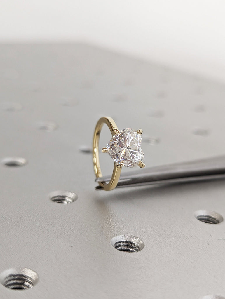 14K Solid Gold Engagement Ring /2.5CT Heart Moissanite Diamond Wedding Ring/Moissanite Engagement Ring/Stack Ring/Promise ring/Yellow gold