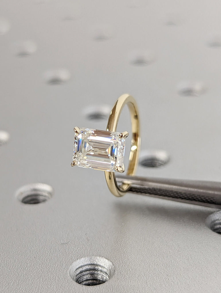1.5 Carat Emerald Cut Lab Grown Diamond Ring / Emerald Lab Diamond Solitaire Ring / Emerald Cut Engagement Ring / Solitaire /Minimalist Ring