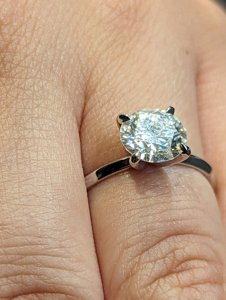 14K Solid Gold Rings/ 1CT Round Moissanite Engagement Ring/ Stacking Ring/ Promise Ring/ Moissanite Ring/ White Gold Ring For Women/ Vintage