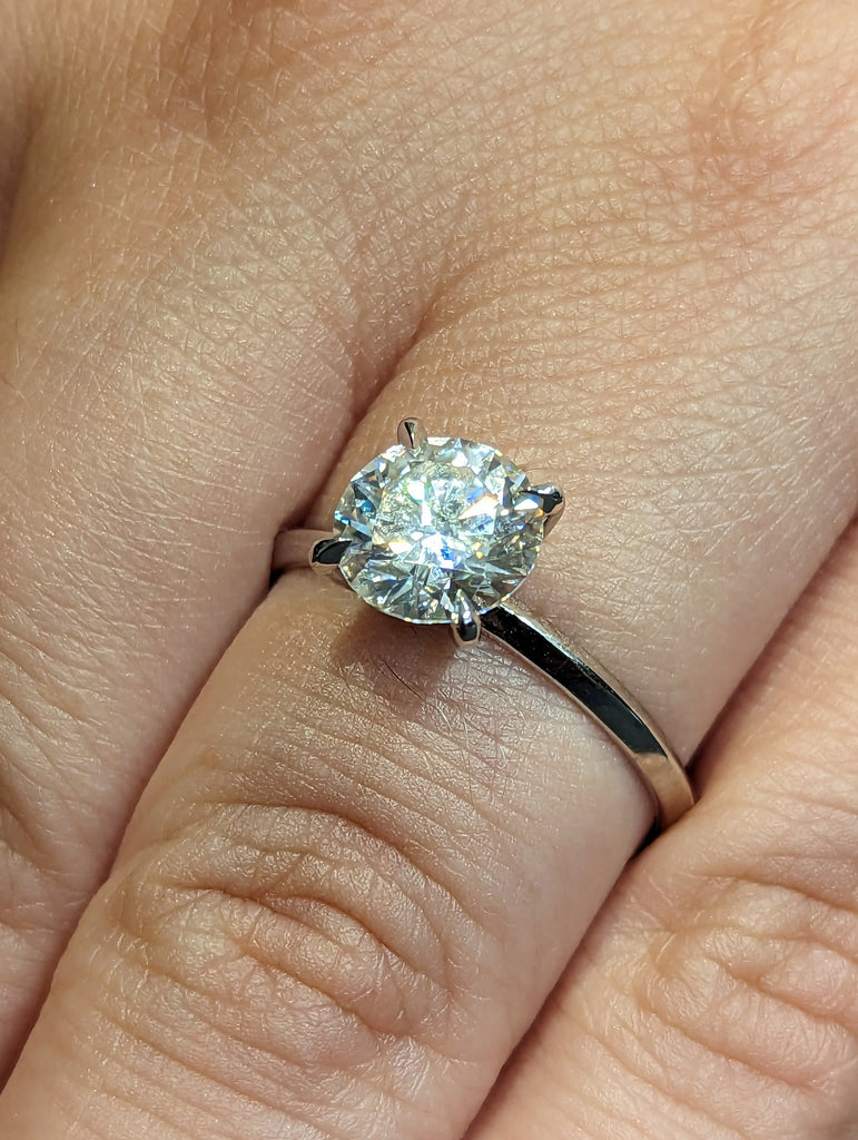 14K Solid Gold Rings/ 1CT Round Moissanite Engagement Ring/ Stacking Ring/ Promise Ring/ Moissanite Ring/ White Gold Ring For Women/ Vintage