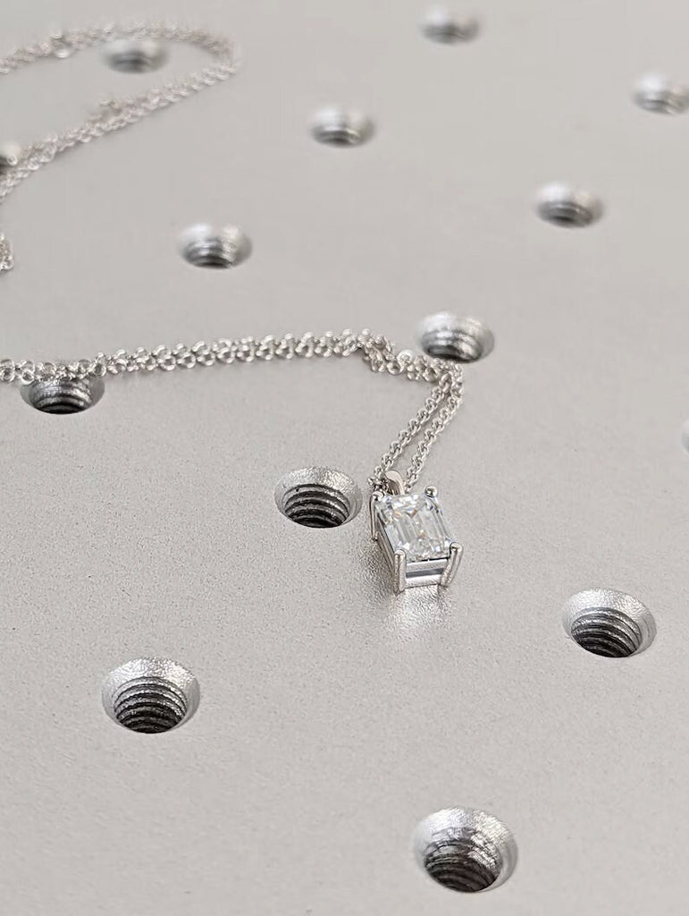 Solitaire Lab Grown Diamond Necklace / Emerald Cut Lab Diamond 1ct in 14k Gold / Minimalist Necklace / Solitaire Necklace / Simulant Diamond