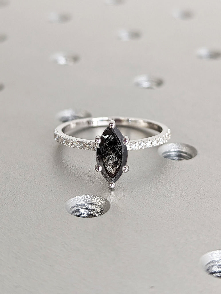 Vintage salt and pepper diamond engagement ring white gold engagement ring diamond eternity ring wedding Bridal Anniversary promise ring