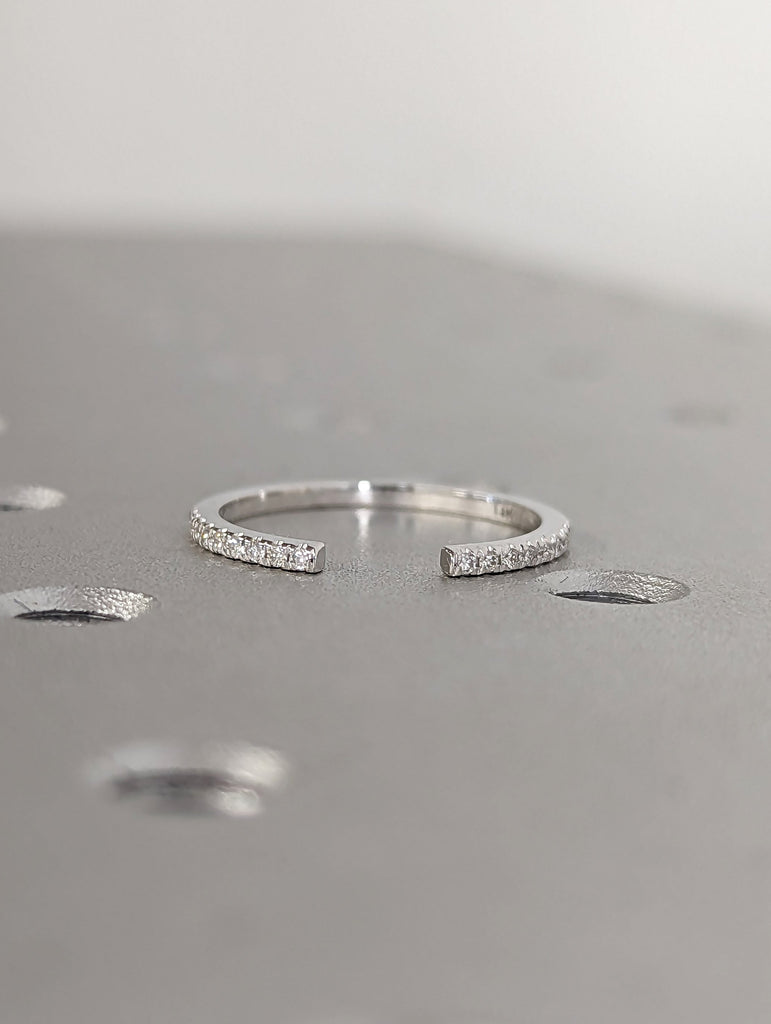 1920's 1ct Hexagon Raw Salt and Pepper Diamond Engagement Ring Set | 14K White Gold Wedding Band Set | Vintage Solitaire Ring Bridal Jewelry