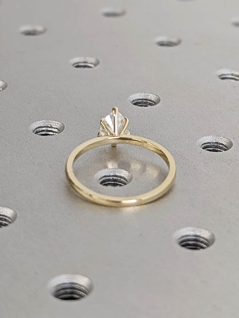 Pear Shaped Moissanite Engagement Ring, Teardrop Moissanite Ring, Yellow Gold Ring Rose Gold Simple Solitaire, Tear Drop Cut Pear Shape