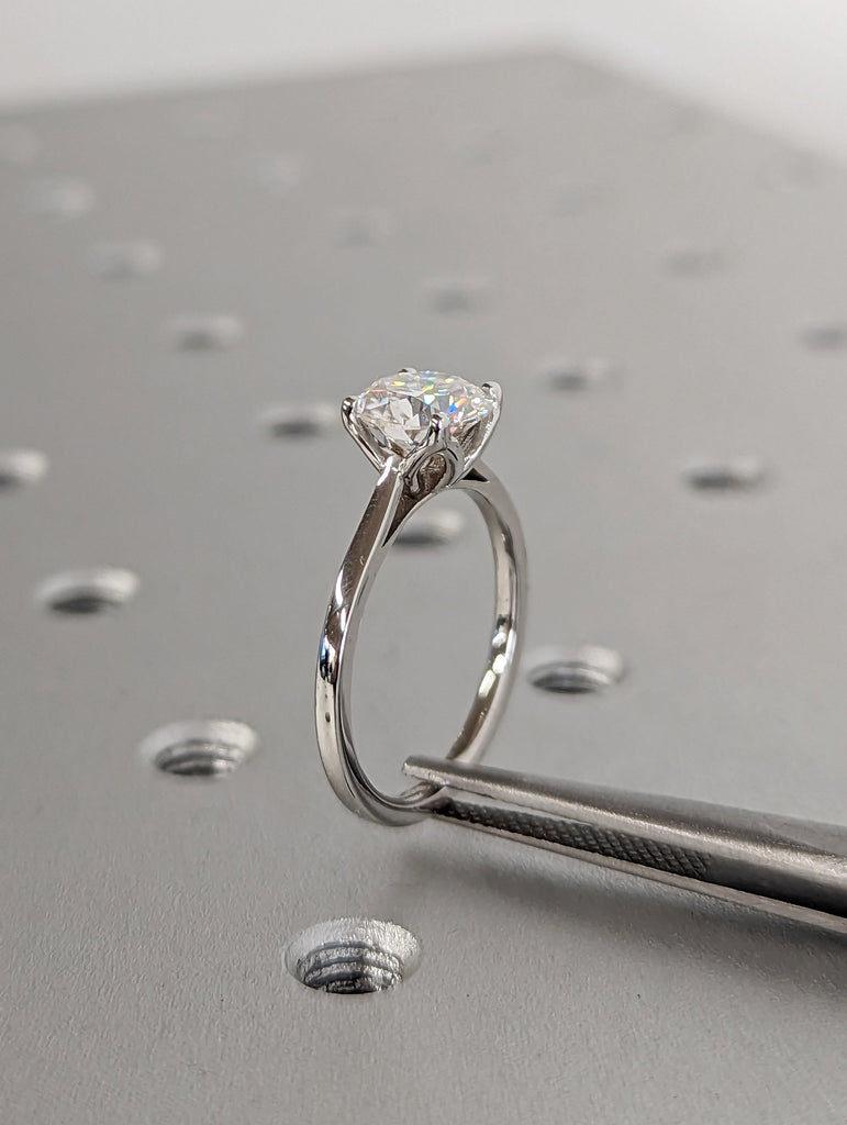 Tulip Ring Tulip Engagement Ring For Women 14K Solid White Gold Ring Round Engagement Ring Floral Ring Organic Flower Nature Inspired Ring