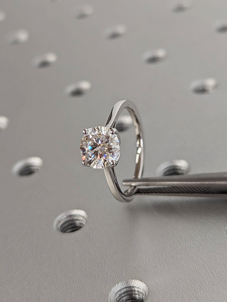 Tulip Ring Tulip Engagement Ring For Women 14K Solid White Gold Ring Round Engagement Ring Floral Ring Organic Flower Nature Inspired Ring
