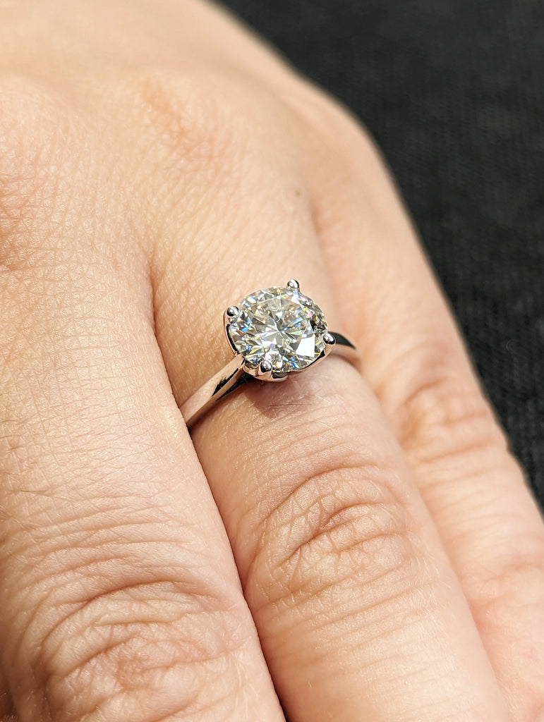 Tulip Ring Tulip Engagement Ring For Women 14K Solid White Gold Ring Round Engagement Ring Floral Ring Organic Flower Nature Inspired Ring