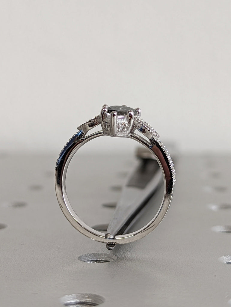 Pear Engagement ring Salt and Pepper diamond ring Gold ring Promise ring Diamond ring Diamond ring Solitaire ring Gift for her Hidden Halo