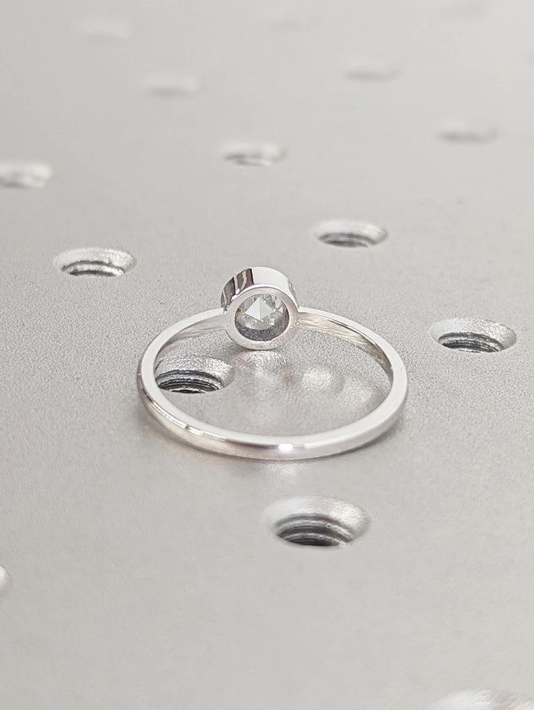 Round Moissanite Engagement Ring 0.5 Ct Moissanite Engagement Ring Round Cut Ring, Bezel Setting Solitaire Engagement Ring Anniversary Ring
