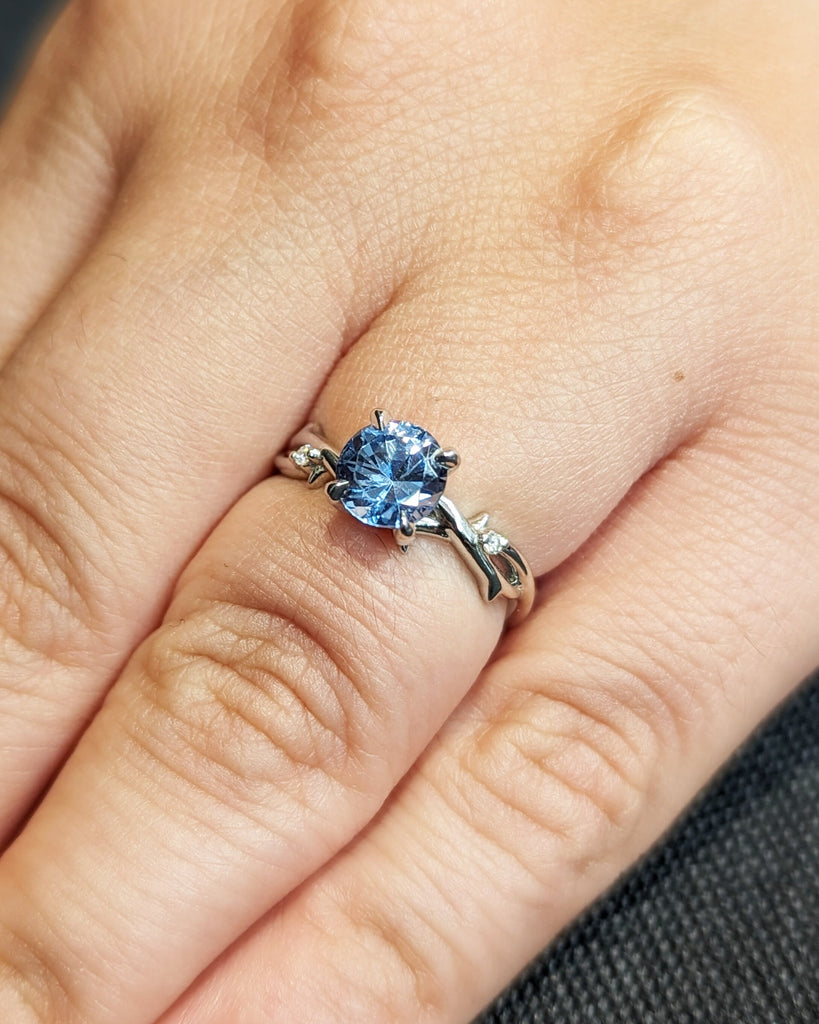 Unique Aquamarine Ring, Elegant Engagement Ring, Blue Promise Ring, 14k Round Cut Aquamarine Ring, Anniversary Birthday Gift For Her