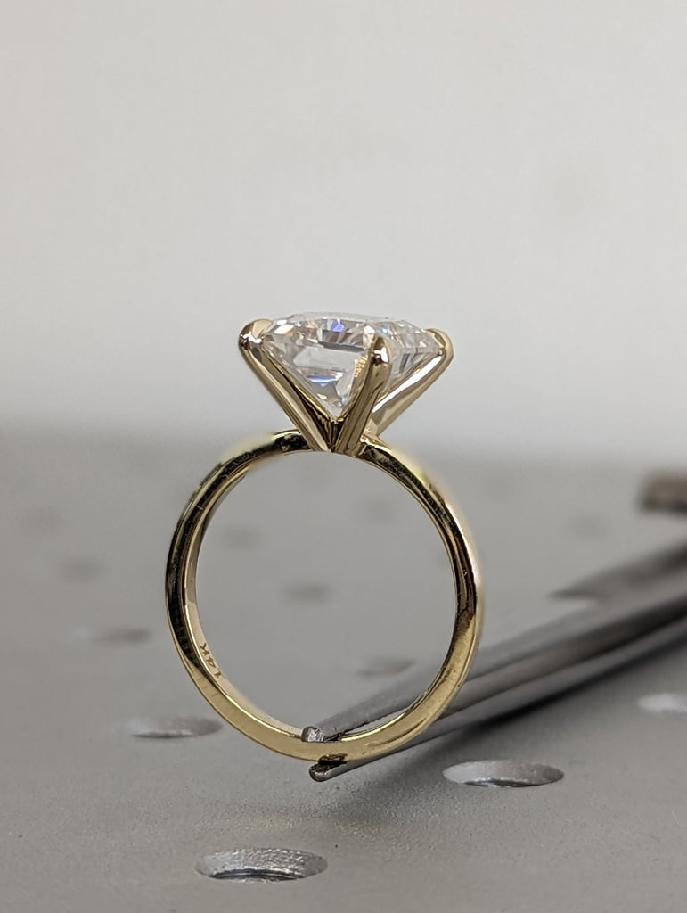 14K Yellow Gold 3ct Radiant Cut Lab Diamond Solitaire Promise Ring | Minimalist Engagement Ring | Wedding Anniversary Gift | Statement Ring