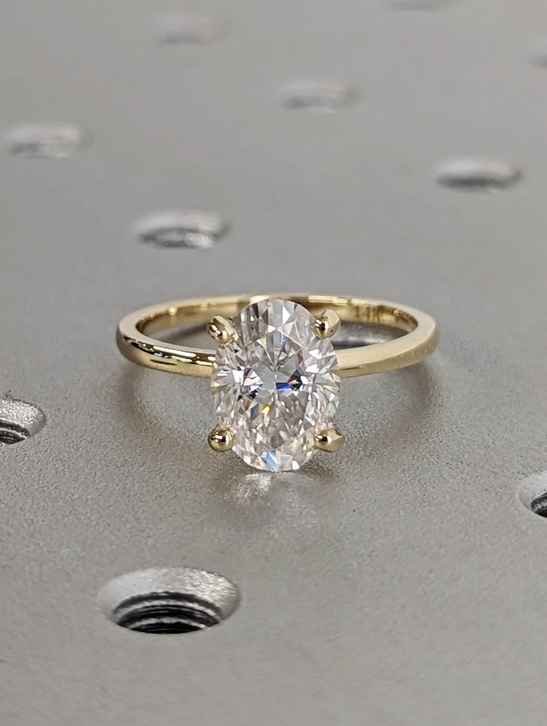 2ct Oval Moissanite Solitaire 14K Yellow Gold Engagement Ring