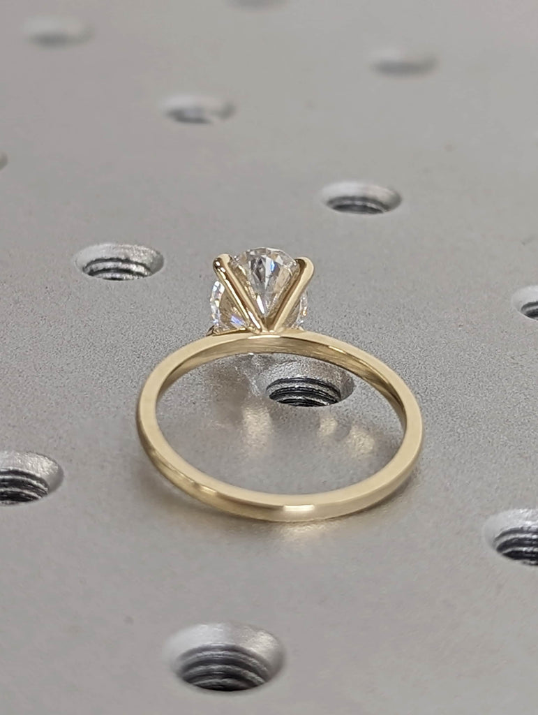 2ct Oval Moissanite Solitaire Promise Ring | 14K Yellow Gold Bridal Jewellery | Minimalist Engagement Ring | Wedding Anniversary Gift