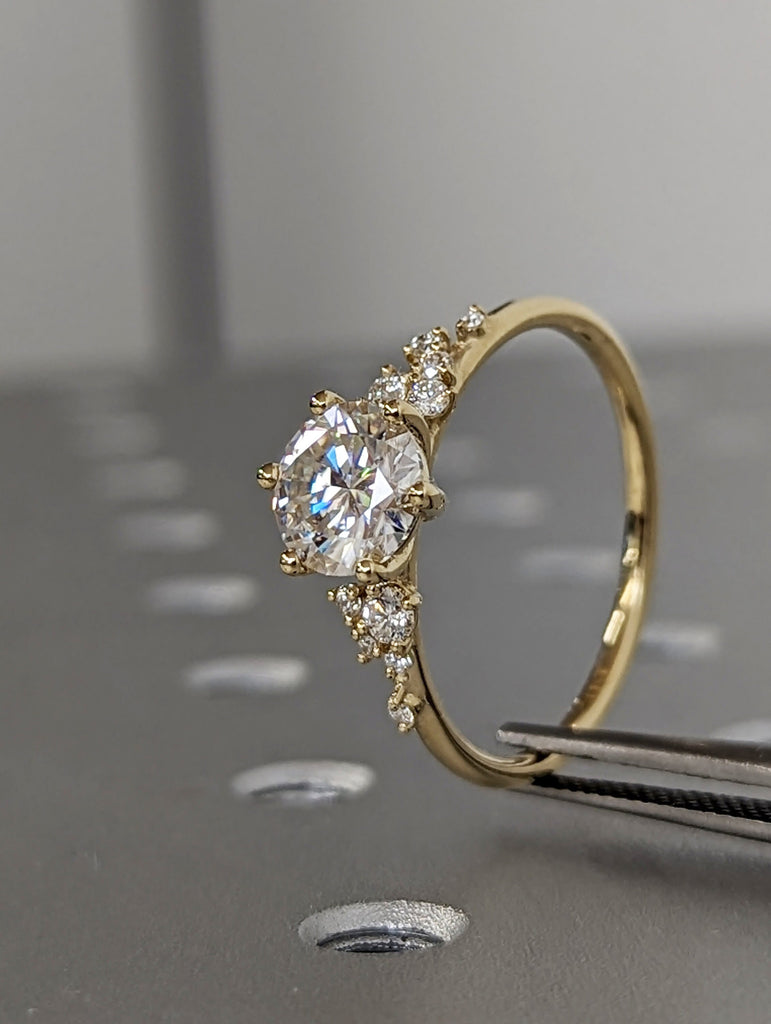 Snowdrift Diamond Cluster Moissanite Engagement Ring