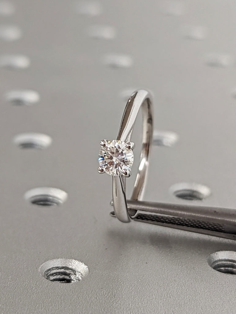 Elegant 0.5ct Round Solitaire Lab Diamond Engagement Ring in 14K White Gold | 4-Prong Diamond Proposal Rings | Timeless Anniversary Gift