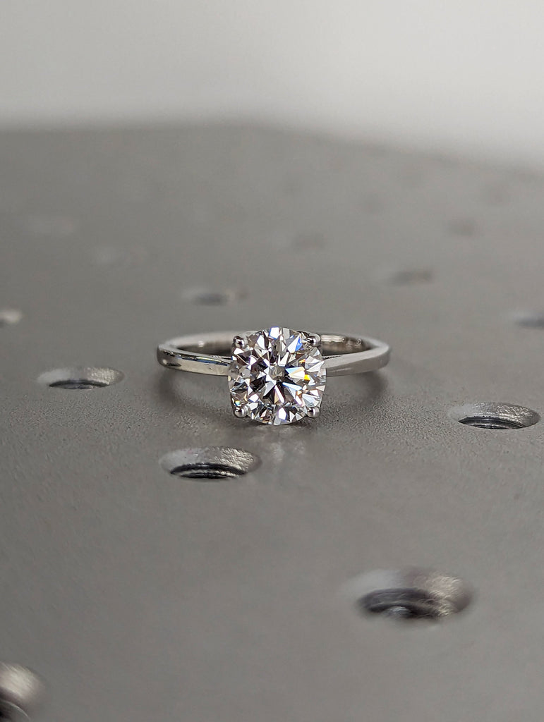Tulip Ring Tulip Engagement Ring For Women 14K Solid White Gold Ring Round Engagement Ring Floral Ring Organic Flower Nature Inspired Ring