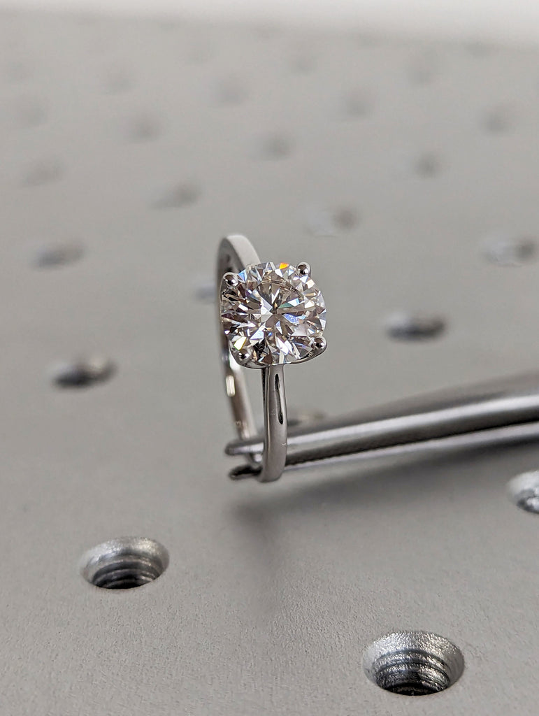 Tulip Ring Tulip Engagement Ring For Women 14K Solid White Gold Ring Round Engagement Ring Floral Ring Organic Flower Nature Inspired Ring