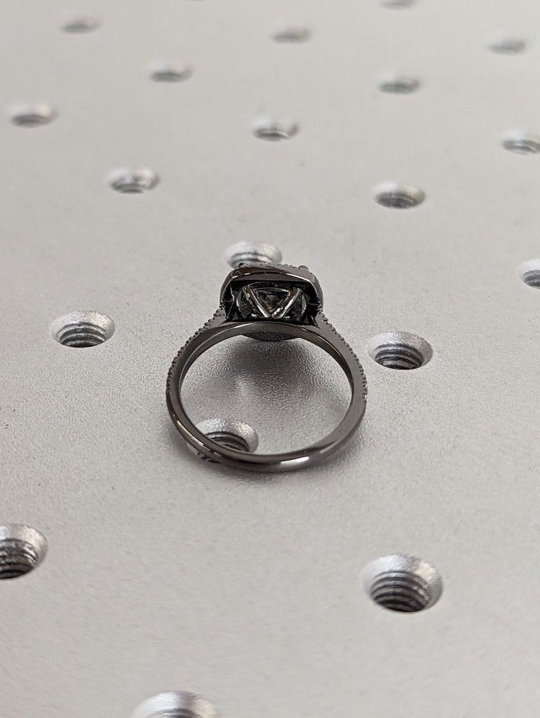 Gothic Style 2ct Cushion Cut Salt and Pepper Diamond Halo Proposal Ring | 14K Black Gold Engagement Ring | Fine Custom Bridal Jewelry