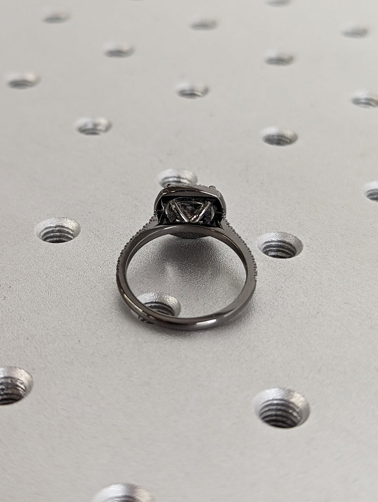 Unique 2ct Cushion Cut Salt and Pepper Diamond Halo Engagement Ring | 14K Black Gold Proposal Ring | Gothic Wedding Jewelry | Gift for Her
