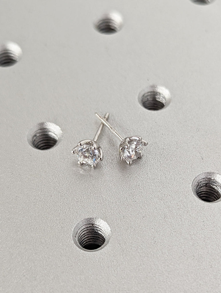 1 TCW Round Cut Moissanite Stud Earrings, Six Prongs Earrings, Moissanite Wedding Earrings, Push Back Earrings, Anniversary Gift, Solitaire