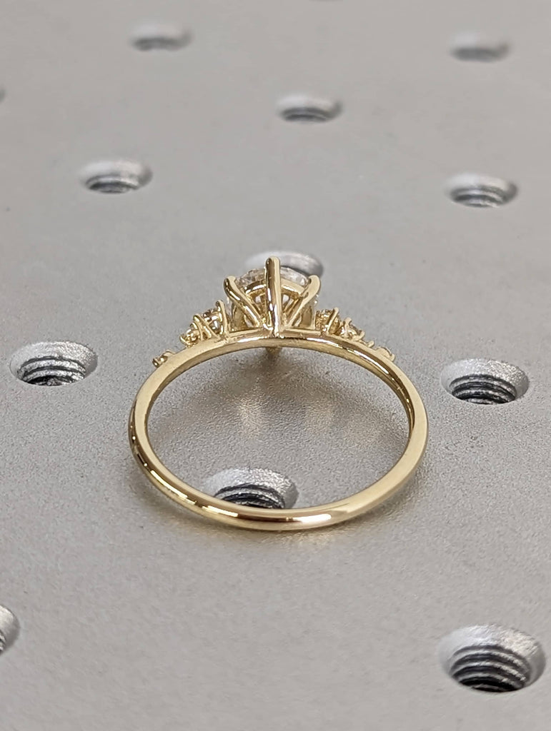 1.5ct Round Moissanite 14K Yellow Gold Wedding Ring Set | Snowdrift Moissanite Cluster Engagement Ring Set | Luxury Gift for Her