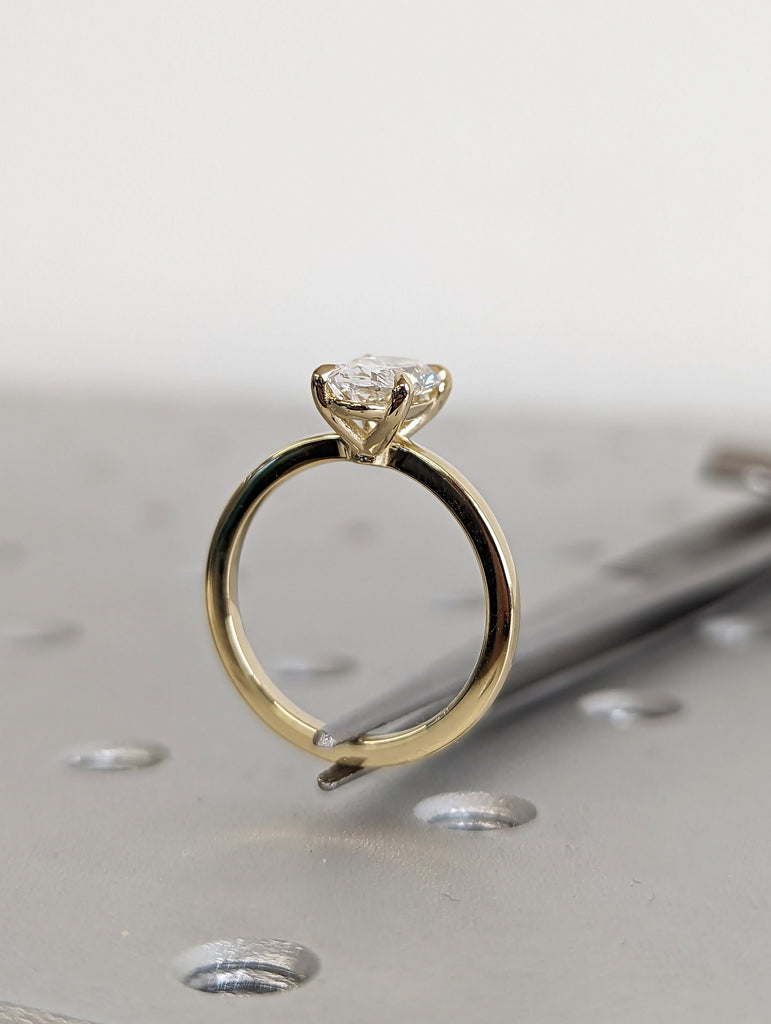 1.25ct Oval Lab Grown Diamond 14K Yellow Gold 4 Prong Promise Ring